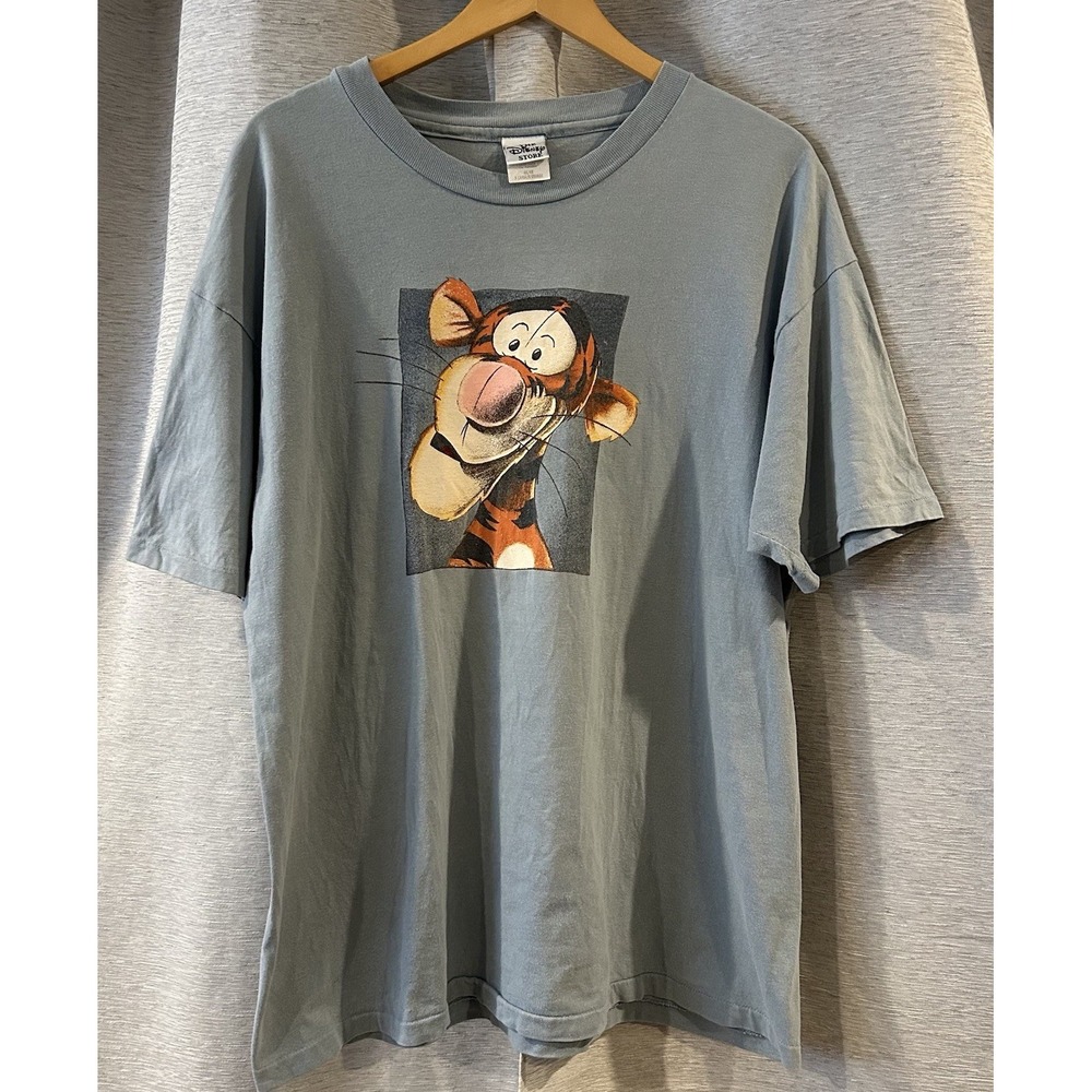 VTG Winnie the Pooh Tigger Disney T-Shirt‎ Mens XL Blue USA Made 90s Graphic
